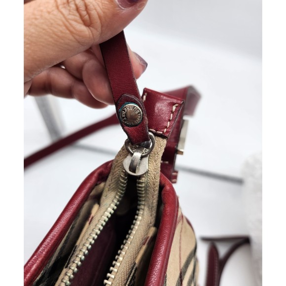 Burberry Red Crossbody Bag with Classic Check Pattern - Picture 14 of 15